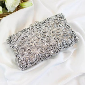 IN STOCK - Stunning Swarovski Crystal Evening Bag - Silver