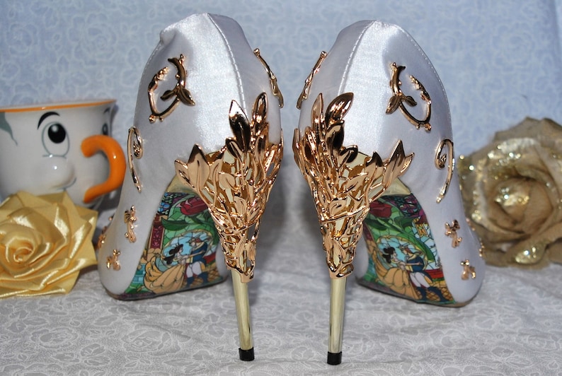 Add on Becci Boo's Custom Shoes Beauty and the Beast Soles. Disney Stained Glass Happy Ending for your Shoes DOES NOT INCLUDE the shoes. image 9