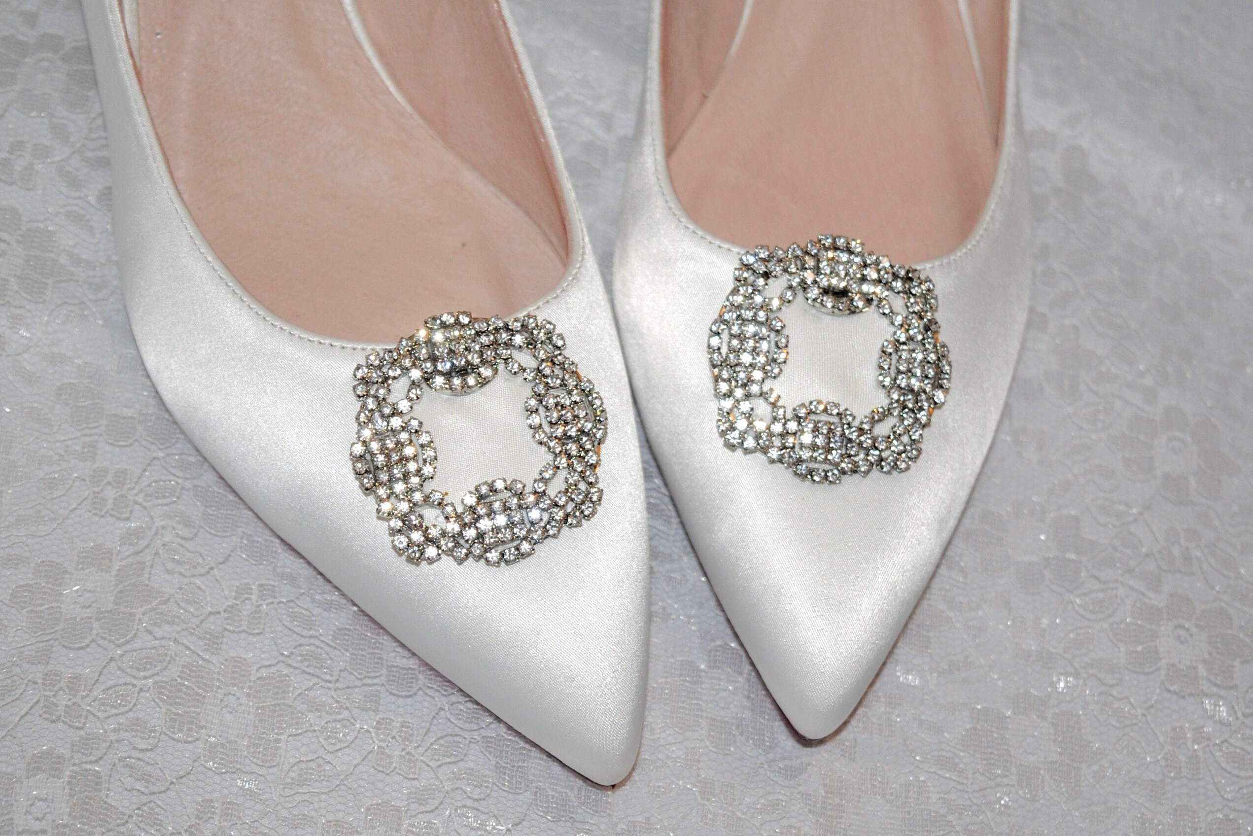 White Satin Bridal Shoes Custom Heel Height Kitten Heel - Etsy UK