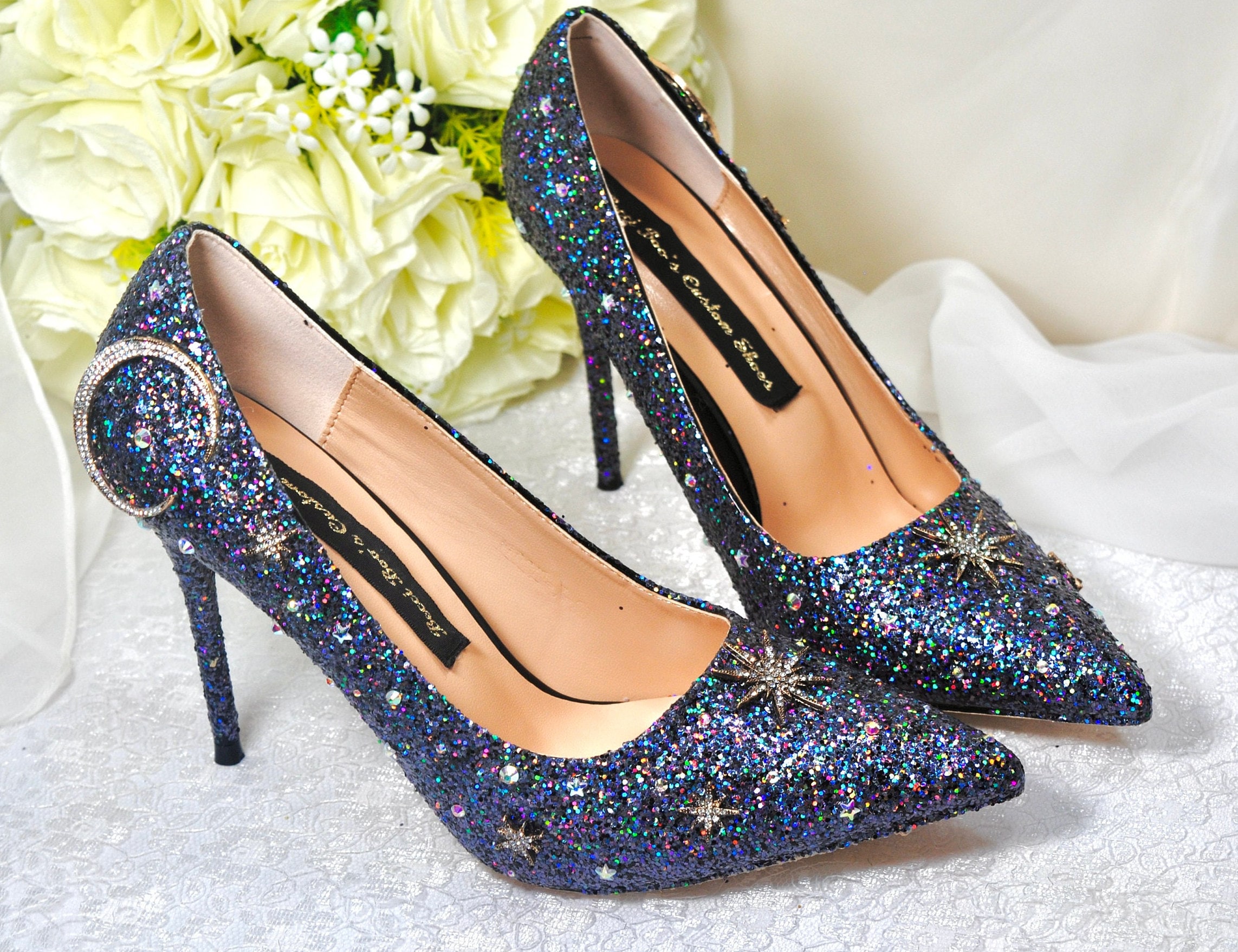 navy blue sparkly dress shoes Mens Royal Blue Multi Glitter Ultra Spike Dress Loafers Shoes After Midnight 6788 S 7.5