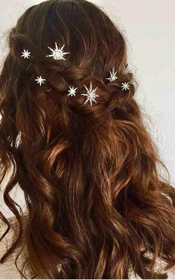 Himmlischer Mond und Sterne Tiara und Haarspangen