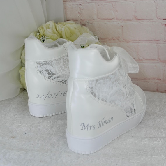Personalised Bridal Shoes, Wedding Wedge Heels, Comfortable Shoes for Bride, Sneakers / Trainers
