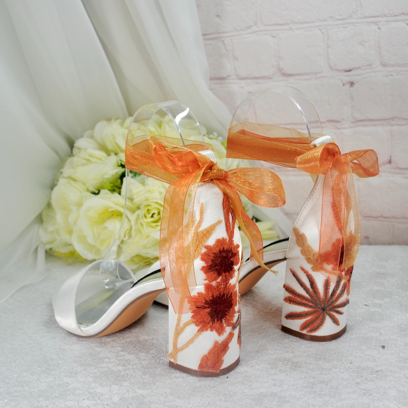 Floral Embroidered Block Heel Boots - Mid Heel PU Leather Boots main image 0