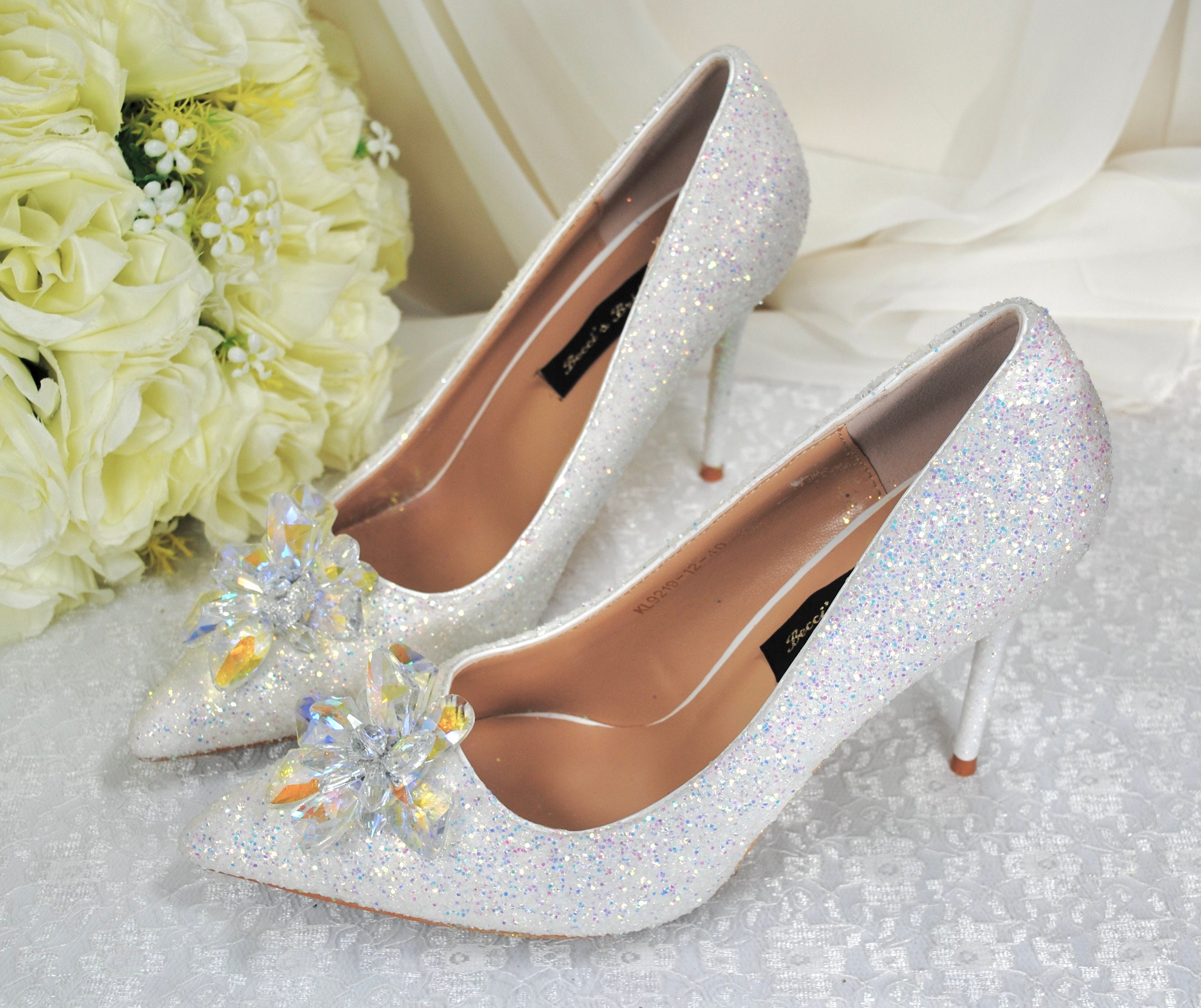 Beautiful Wedding Shoes with Cinderella Crystal