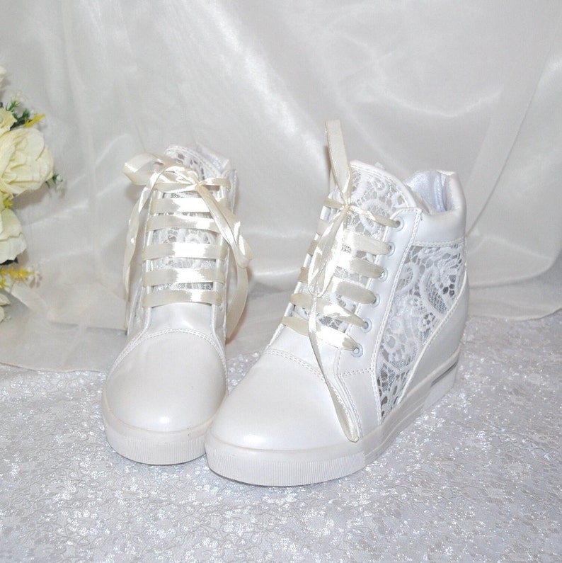 Wedding Shoes, Lace Wedding Wedge Trainer, Comfortable Sneakers Bride, Bridesmaid, Comfortable Bridal Pump image 4