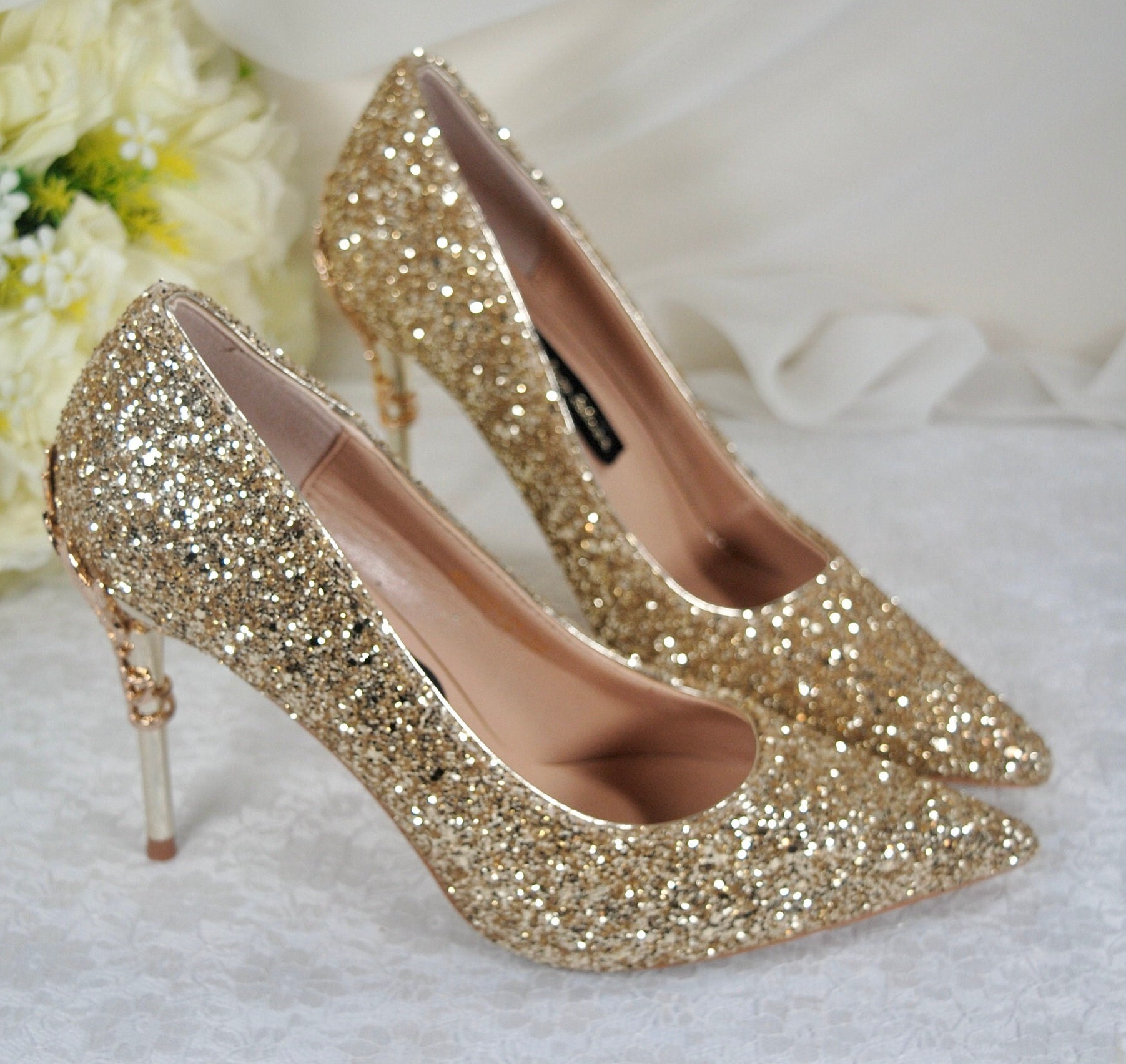 Stardom by London Rebel | Gold Glitter Stiletto Heel | Famous Footwear