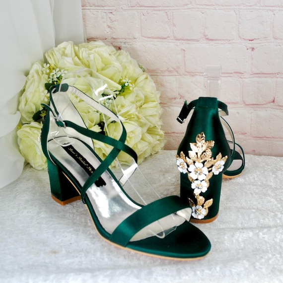 emerald green designer heels