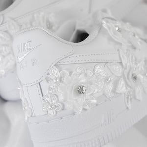 Personalised Embroidered Genuine Nike Air Force 1 AF1 Trainers for Bride, Customised Bridal Sneakers, Alternative Wedding Shoes