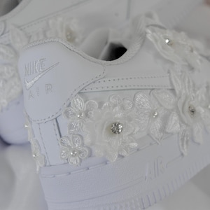 Personalised Embroidered Genuine Nike Air Force 1 AF1 Trainers for Bride, Customised Bridal Sneakers, Alternative Wedding Shoes