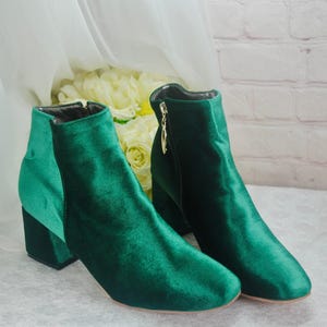 Velvet Wedding Block Heel Boots - Luxurious Bridal Shoes for Winter image 8