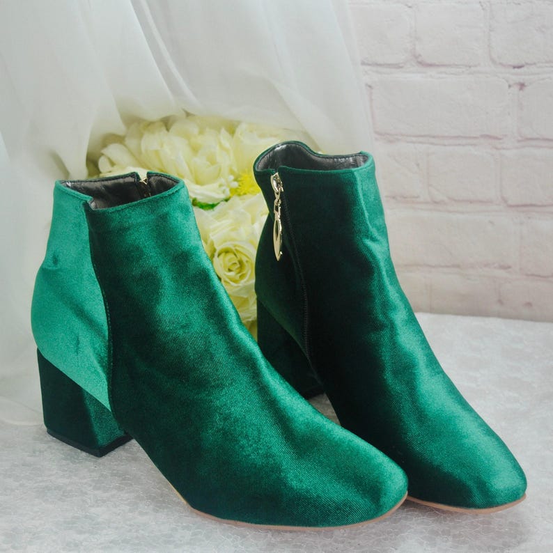 Velvet Wedding Block Heel Boots - Luxurious Bridal Shoes for Winter image 8