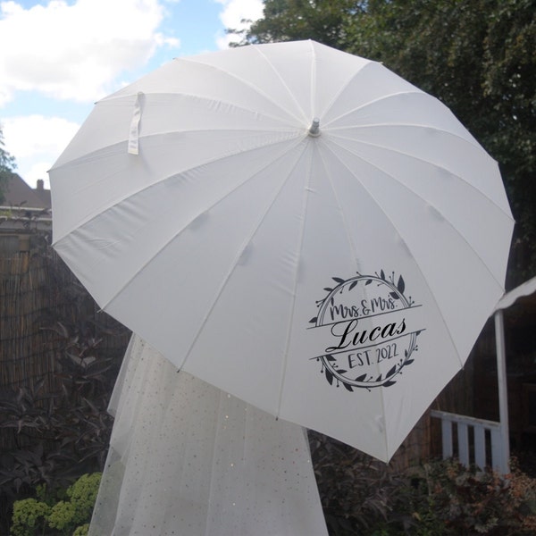 Heart Wedding Umbrella, Personalised Bridal Brolly