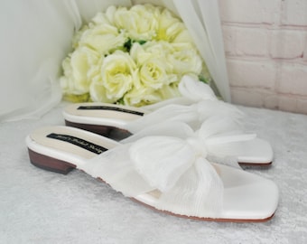 Handmade Bow Bridal Flats: Silk Wedding Shoes, Wide Fit