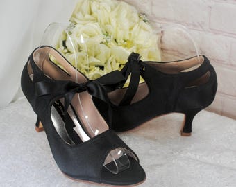 Satin Mary Jane Heels: Vintage Bridal Booties with Ribbon