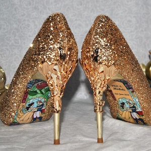 Add on Becci Boo's Custom Shoes Beauty and the Beast Soles. Disney Stained Glass Happy Ending for your Shoes DOES NOT INCLUDE the shoes. image 8