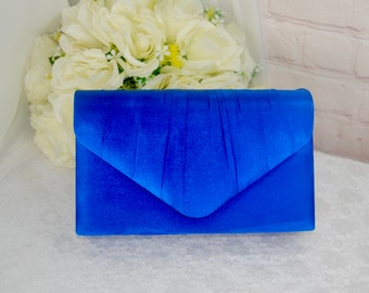 Royal Blue Bride Satin Clutch Bag, Over 25 colours, Wedding Purse, Box Clutch, Bridal Bag, Evening Bag, Bridesmaid Handbag