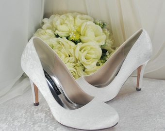 Lace Bridal Shoes, Ivory Wedding Heels, White Shoes for Bride