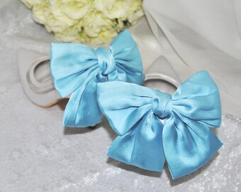 Something Blue Bow Shoe Clips