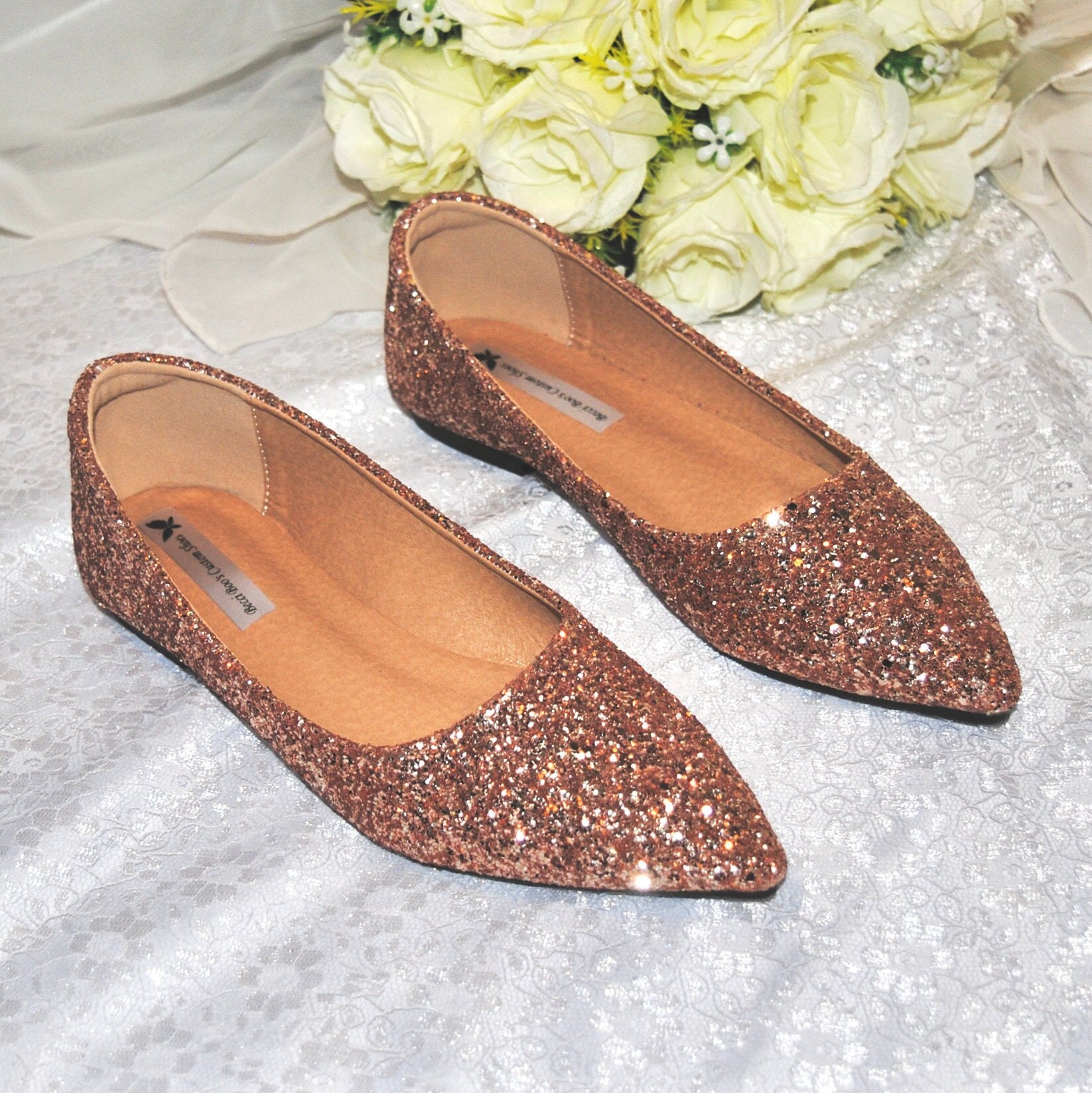 SALE Rose Gold Wedding Shoes Flat Shoes 