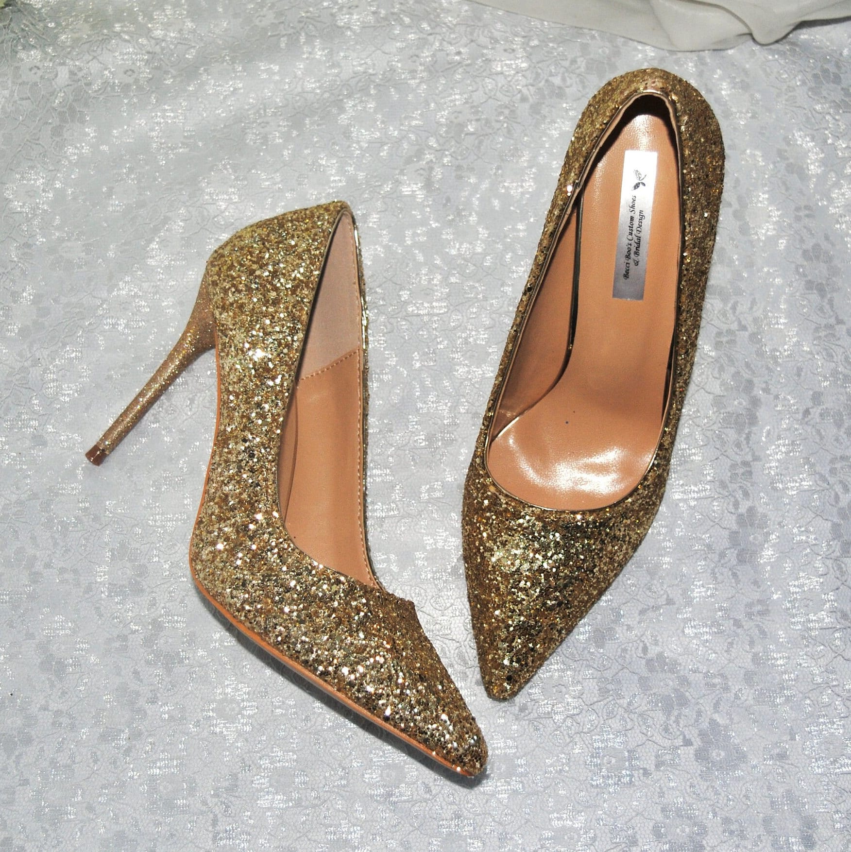 Gold sparkly cheap wedding shoes
