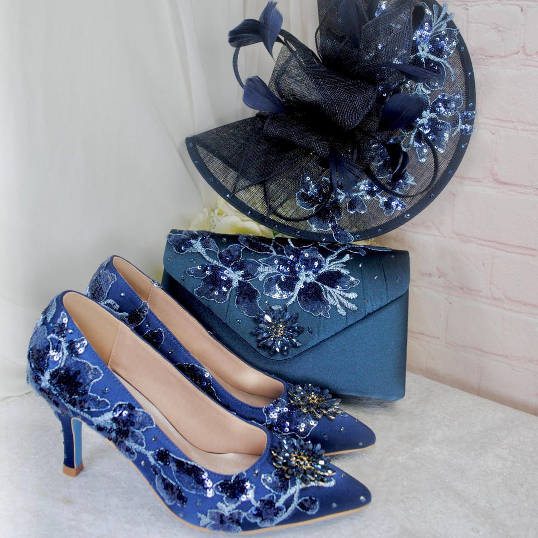 Bag Sets Navy Satin Shoes And Matching Bag Bag Womens Navy Wedding
