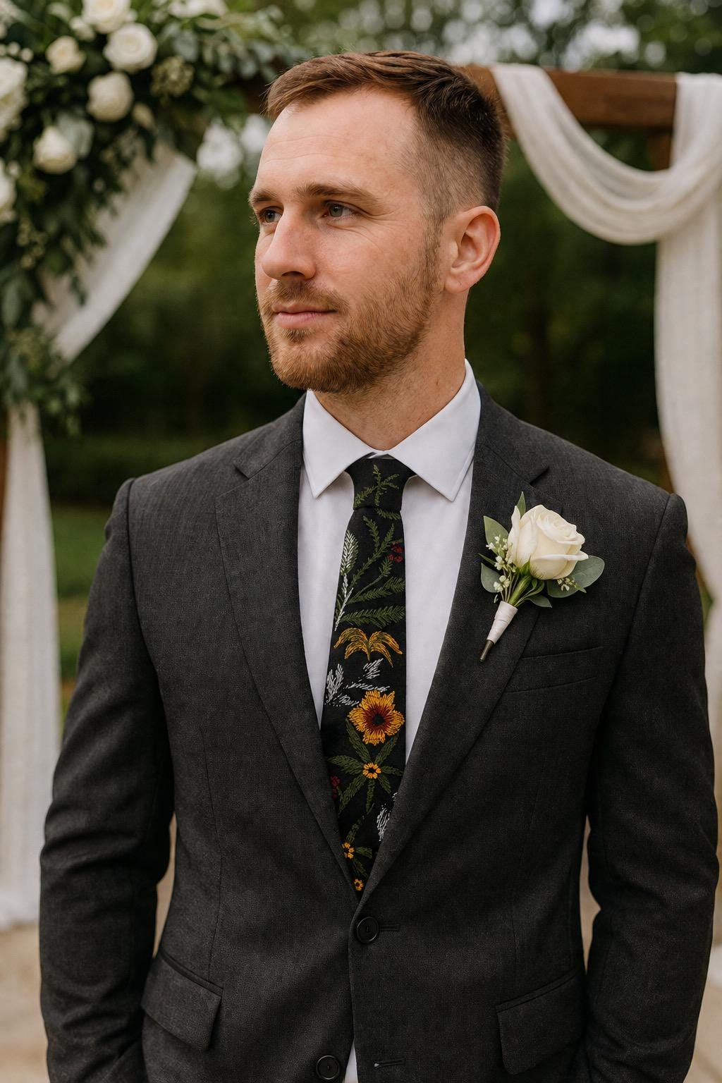 ネクタイ ERNEST W. BAKER   FLORAL EMBROIDERED TIE Embroidered Wildflower Mens Tie: Floral Wedding Necktie - Etsy