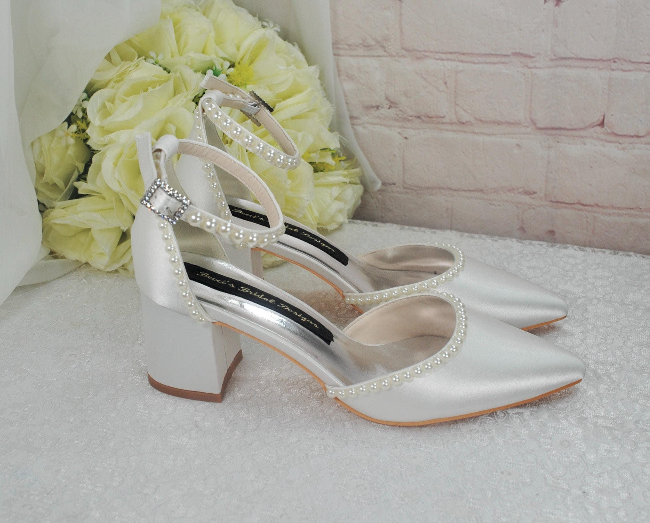 Closed Toe White Block Heels UK