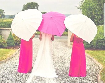 White Heart Wedding Umbrella, Bridal Brolly - IN STOCK