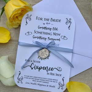 Wedding Keepsake Sixpence Something Old, New... Bride Wedding Day Shoe Coin. Authentic Silver Sixpence & Poem keepsake. Perfect Gift. image 5