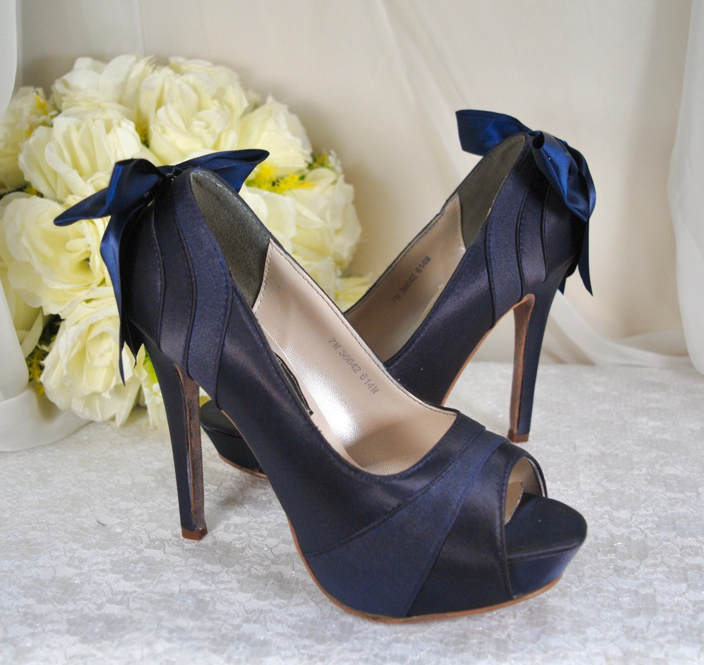 Navy patterned deals heels