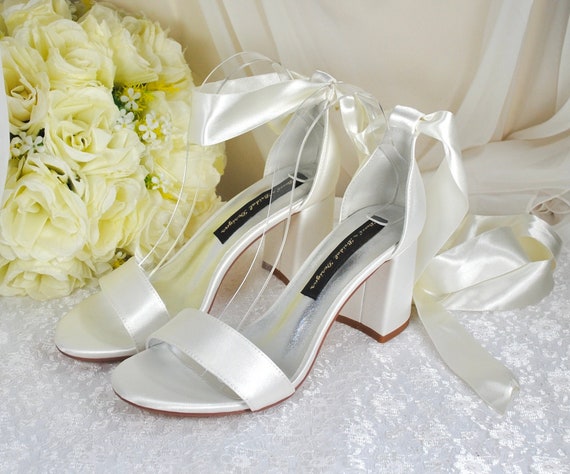Hermosos zapatos boda de satén zapatos novia de tacón - Etsy España