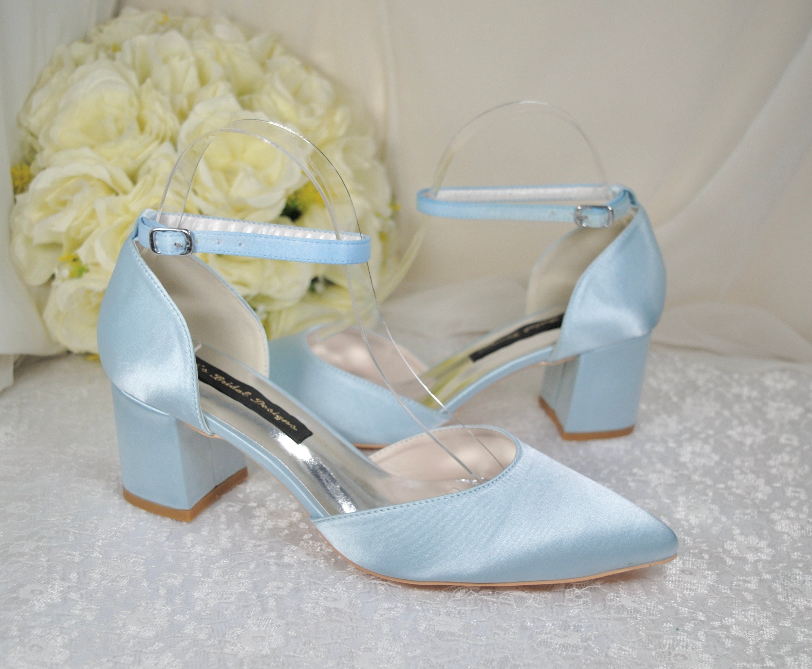 Powder blue block heel sandals cheap