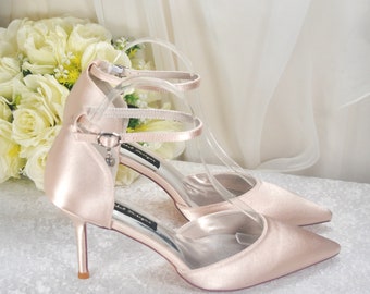 Champagne Satin Bridal Shoes: Stiletto Heel Bridesmaid Sandals