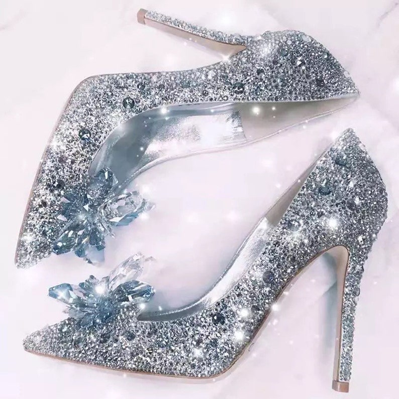 Swarovski Crystal Wedding Shoes Cinderella White Silver Ab Etsy