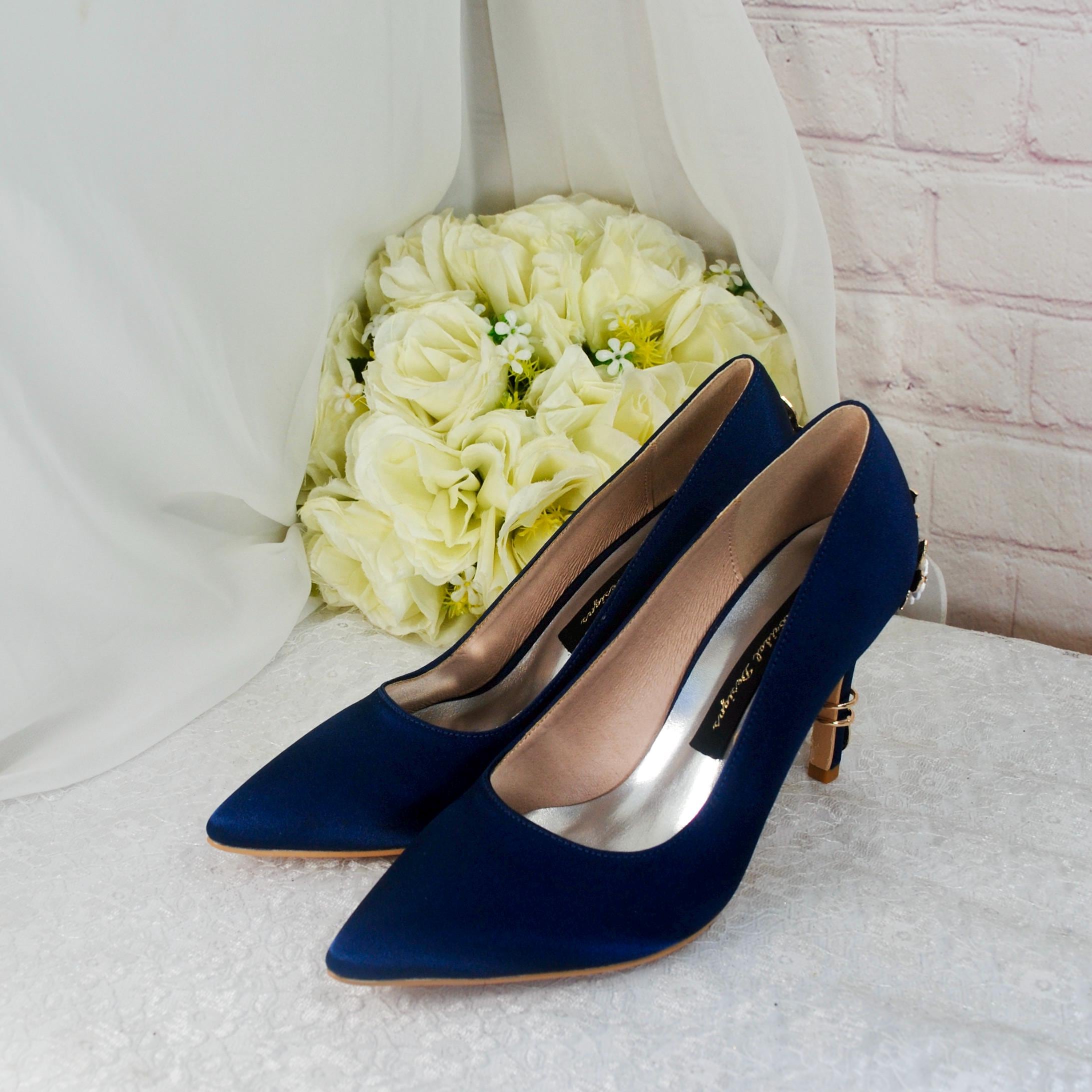 navy blue dress shoes heels business meeting Modern Classics- Navy Occasion & Wedding Shoes