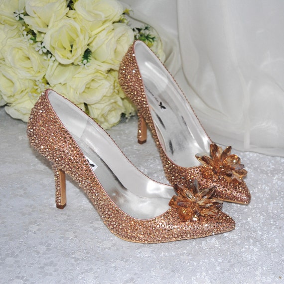 Champagne 'CINDERELLA' Wedding Bridal Heels Shoes 