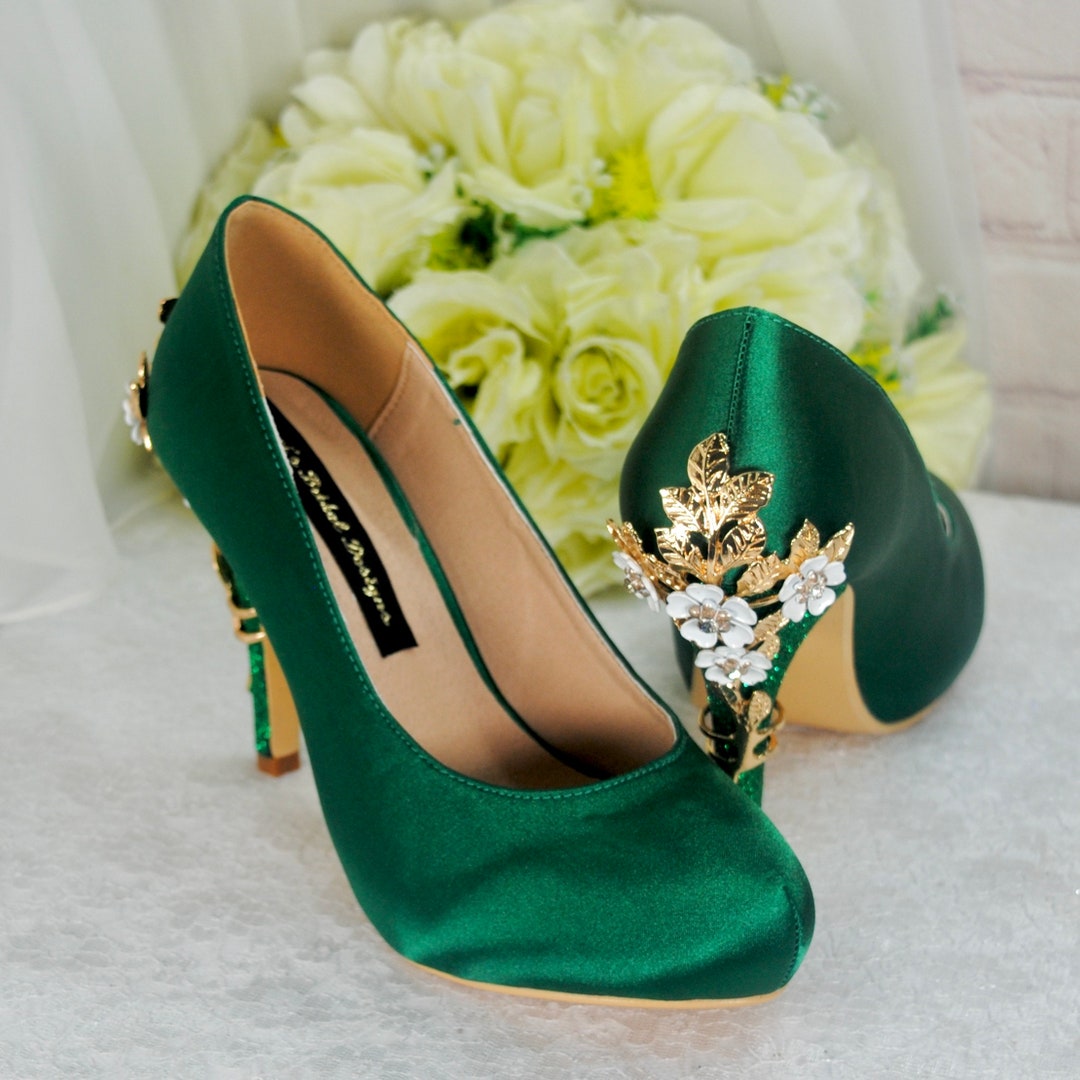 Tacchi Scarpe Color Smeraldo Scarpe Da Sposa In Raso Verde