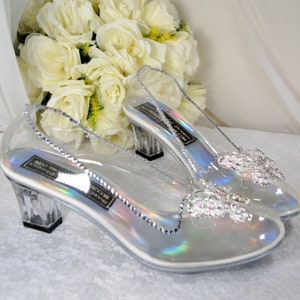 Cinderella Wedding Shoes: Crystal Glass Slippers, Transparent Block Heels
