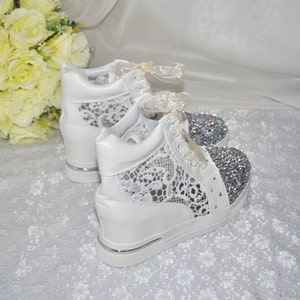 Wedding Shoes, Lace Wedding Wedge Trainer, Comfortable Sneakers Bride, Bridesmaid, Comfortable Bridal Pump image 7