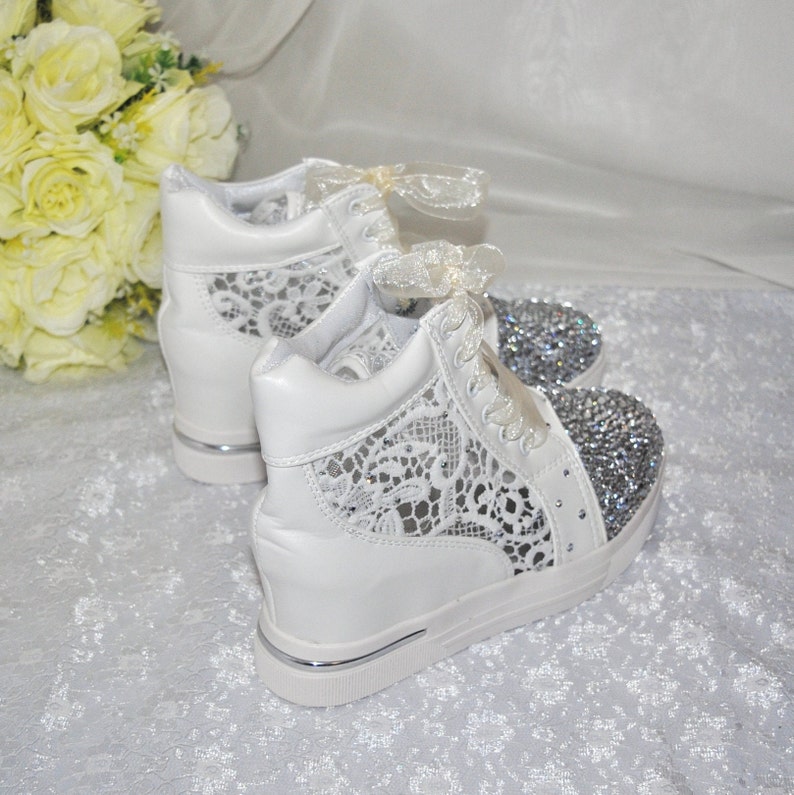 Wedding Shoes, Lace Wedding Wedge Trainer, Comfortable Sneakers Bride, Bridesmaid, Comfortable Bridal Pump image 7