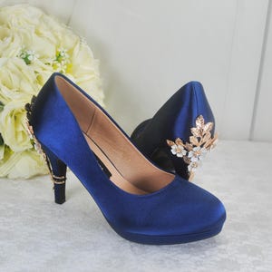 Navy Gold Heels - Etsy