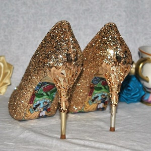 Add on Becci Boo's Custom Shoes Beauty and the Beast Soles. Disney Stained Glass Happy Ending for your Shoes DOES NOT INCLUDE the shoes. image 5