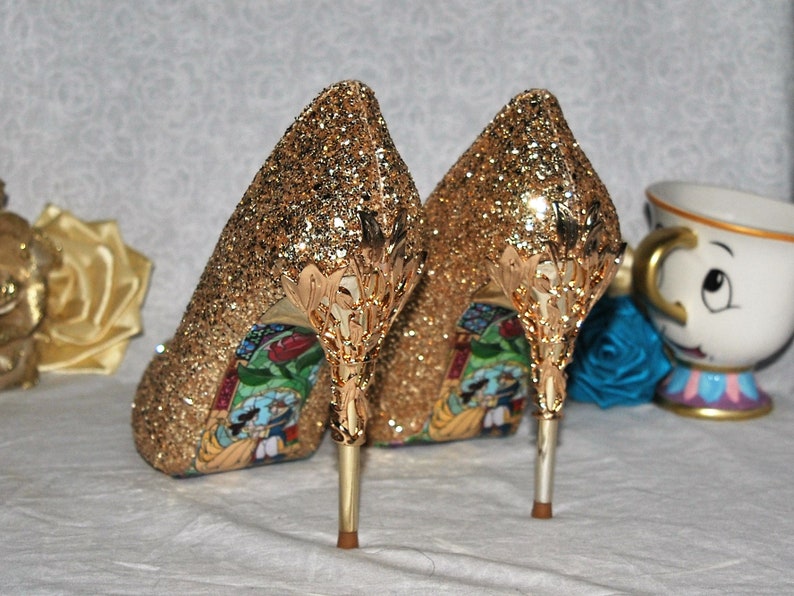 Add on Becci Boo's Custom Shoes Beauty and the Beast Soles. Disney Stained Glass Happy Ending for your Shoes DOES NOT INCLUDE the shoes. image 5