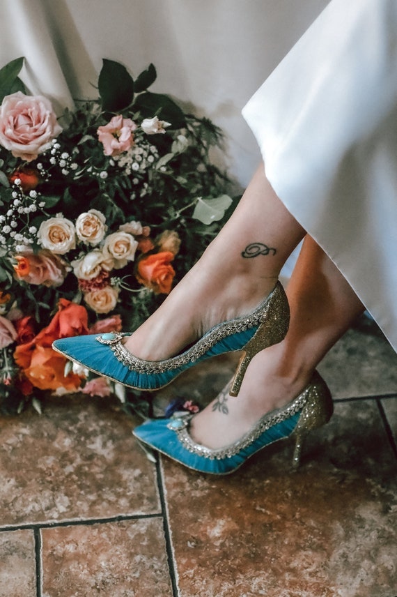 Jasmine Princess Inspired Costume Shoes Teal and Gold Wedding Shoes Aladdin Bridal Shoes Custom Handmade Shoes Cosplay Shoes Etsy New Zealand