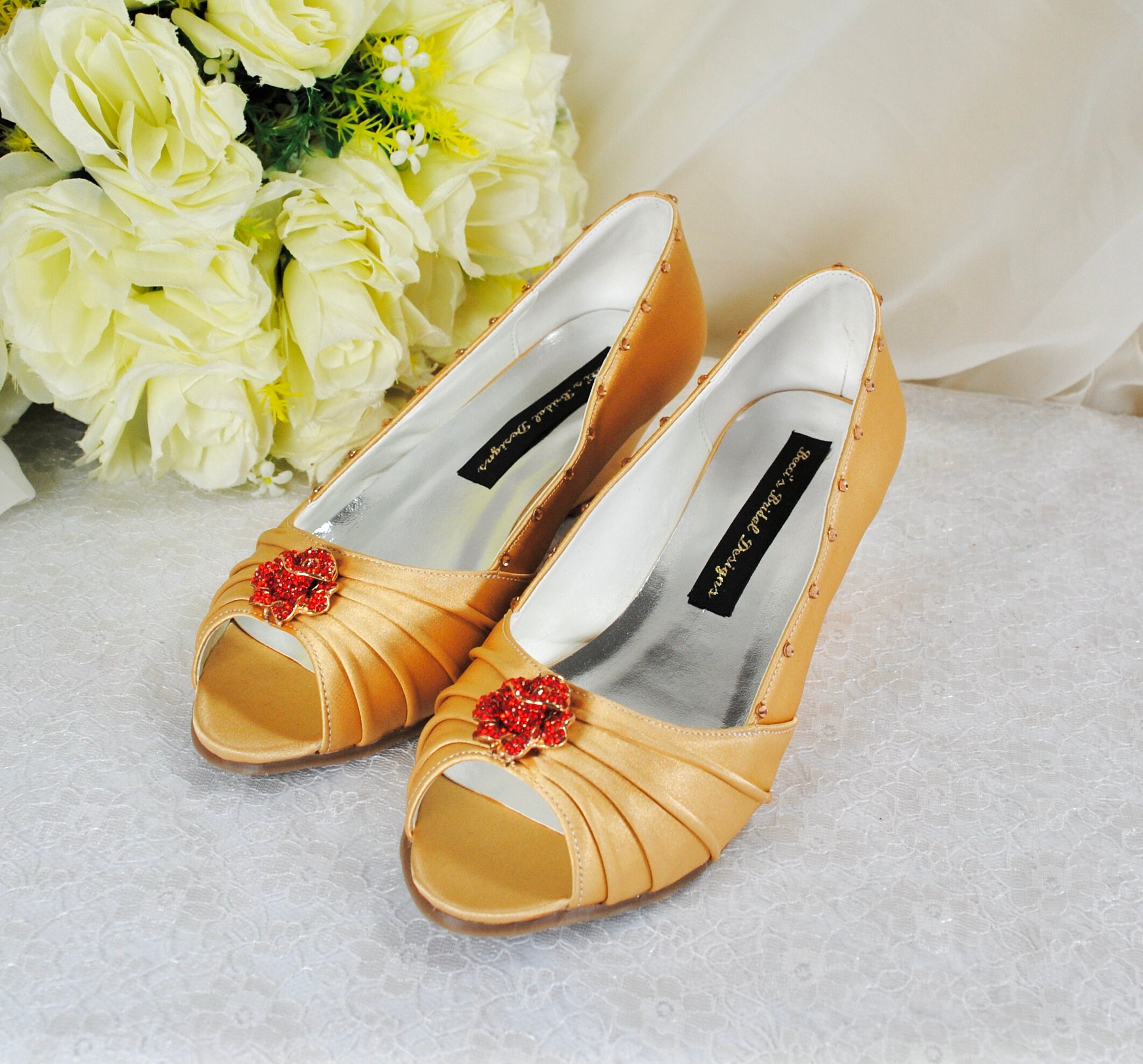 Belle Beauty and the Beast Bridal Shoes Gold Wedding Shoes Wedge Heel Shoes. Bridesmaid Shoe. Bella Princess Cosplay Etsy Canada