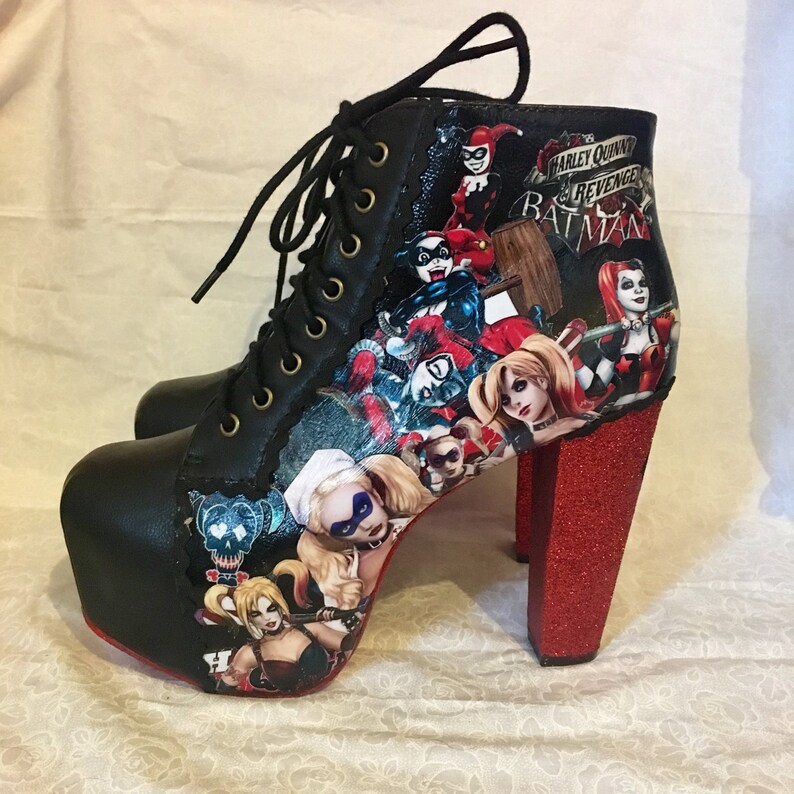 Harley Quinn Boots Custom Made Batman Suicide Squad Arkham Etsy