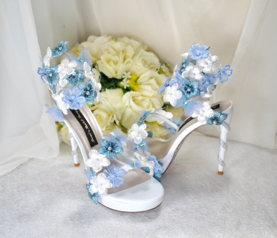 Bridal Sandals With Spiral Leg Floral Strappy Wedding Bridal Heels