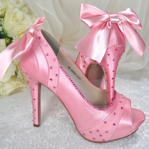 Simply Beautiful Wedding Shoes, Sparkling Pink Bridal Shoes, Bridesmaid Shoes - Size UK4/EU37/US6.5