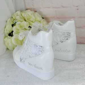 Lace Wedding Wedge Sneakers: Comfortable Bridal Hi-Tops