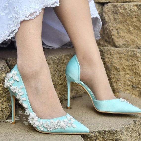 boda Something Blue zapatos de novia hechos a - Etsy España